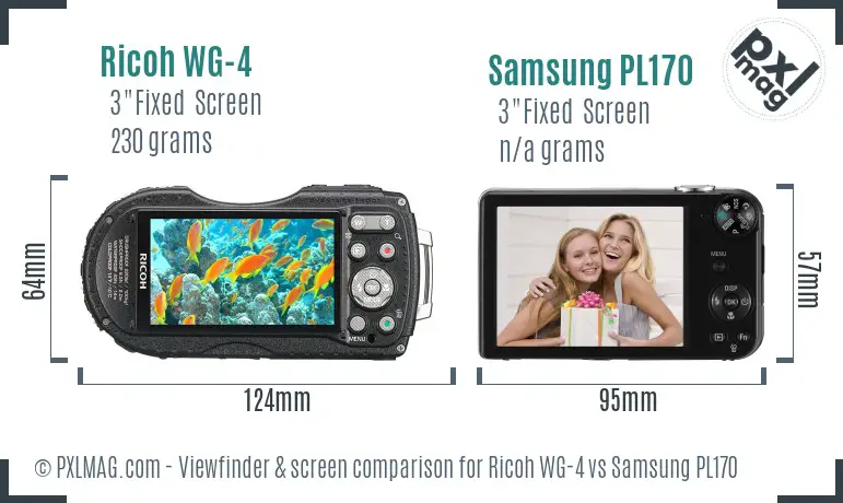 Ricoh WG-4 vs Samsung PL170 Screen and Viewfinder comparison