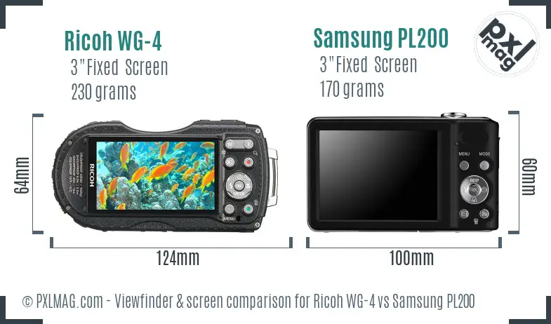 Ricoh WG-4 vs Samsung PL200 Screen and Viewfinder comparison