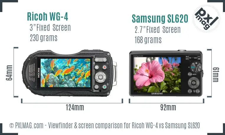 Ricoh WG-4 vs Samsung SL620 Screen and Viewfinder comparison