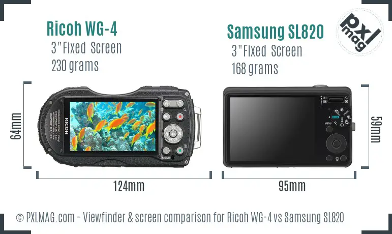 Ricoh WG-4 vs Samsung SL820 Screen and Viewfinder comparison