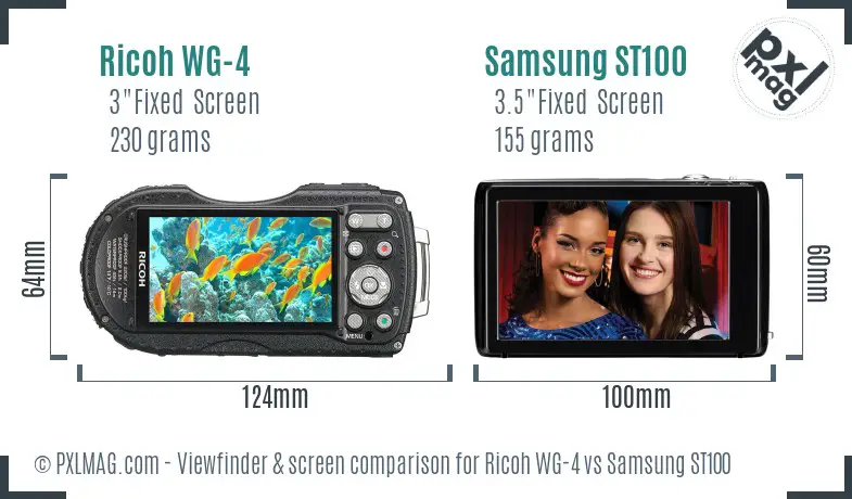 Ricoh WG-4 vs Samsung ST100 Screen and Viewfinder comparison