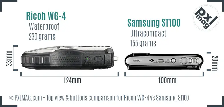 Ricoh WG-4 vs Samsung ST100 top view buttons comparison