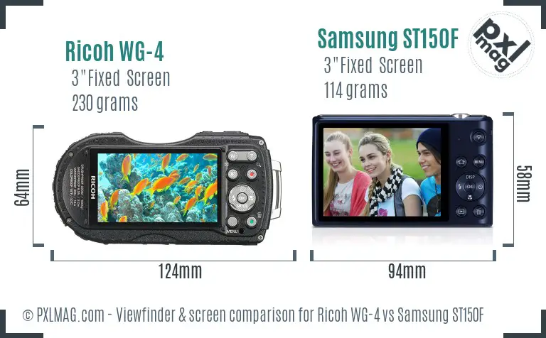 Ricoh WG-4 vs Samsung ST150F Screen and Viewfinder comparison