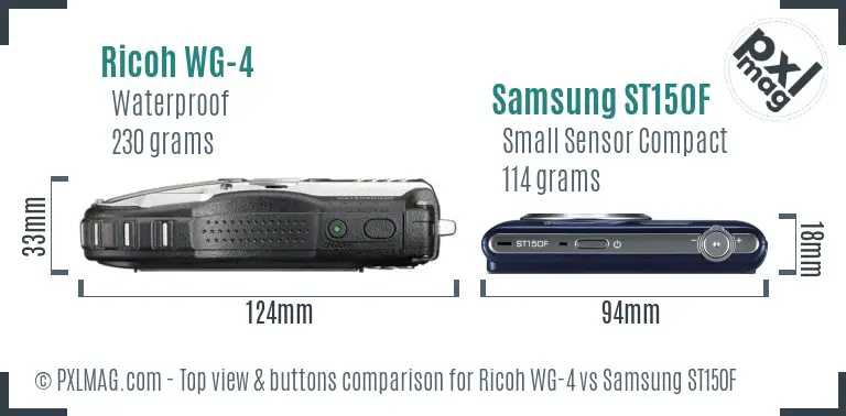 Ricoh WG-4 vs Samsung ST150F top view buttons comparison