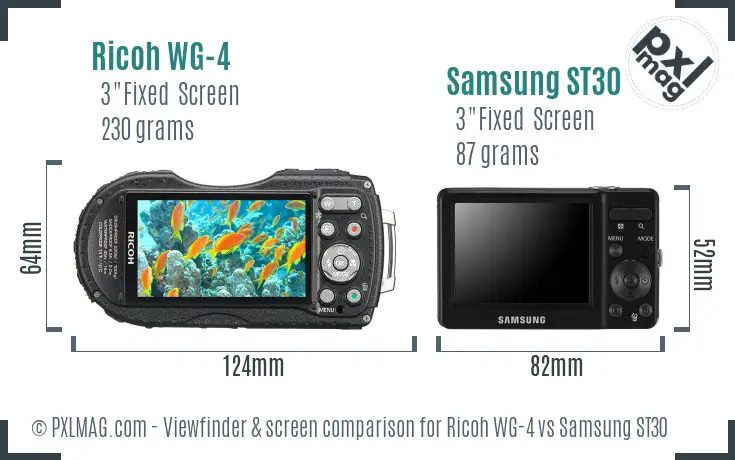 Ricoh WG-4 vs Samsung ST30 Screen and Viewfinder comparison