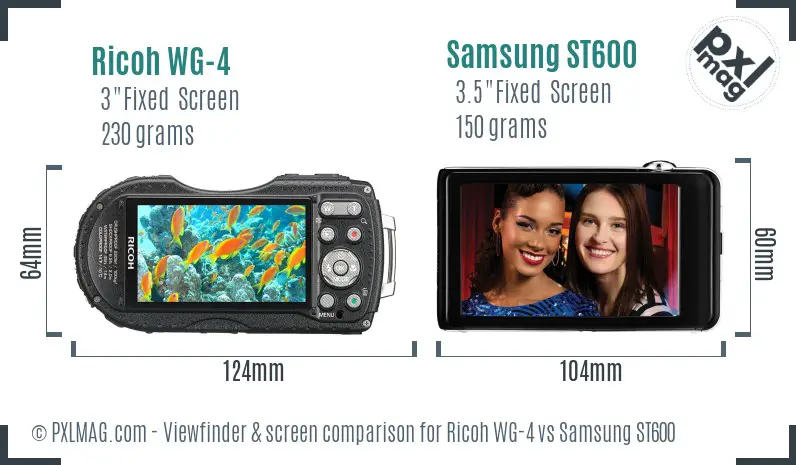 Ricoh WG-4 vs Samsung ST600 Screen and Viewfinder comparison