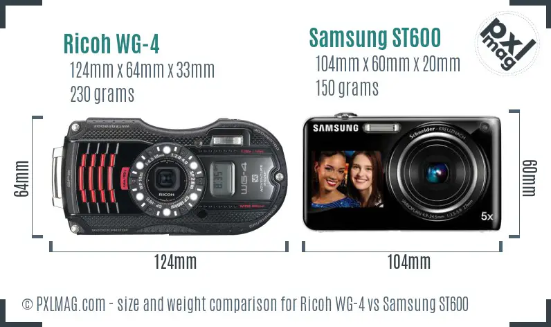 Ricoh WG-4 vs Samsung ST600 size comparison