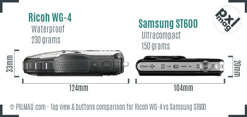 Ricoh WG-4 vs Samsung ST600 top view buttons comparison