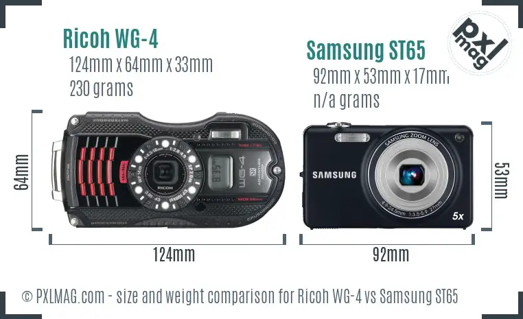 Ricoh WG-4 vs Samsung ST65 size comparison Ricoh WG-4 vs Samsung ST65 size comparison