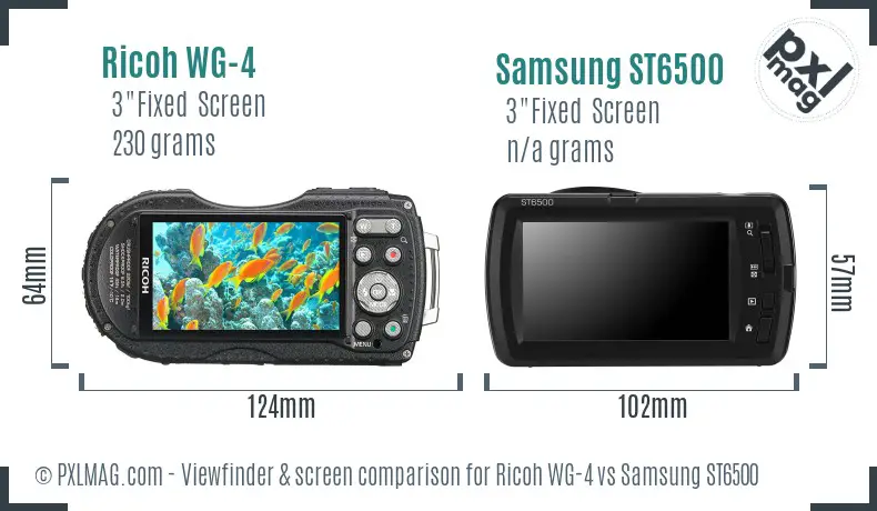 Ricoh WG-4 vs Samsung ST6500 Screen and Viewfinder comparison