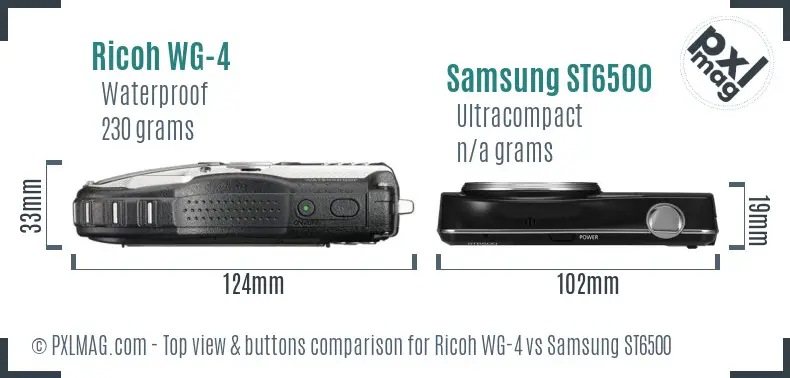 Ricoh WG-4 vs Samsung ST6500 top view buttons comparison