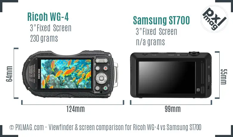 Ricoh WG-4 vs Samsung ST700 Screen and Viewfinder comparison