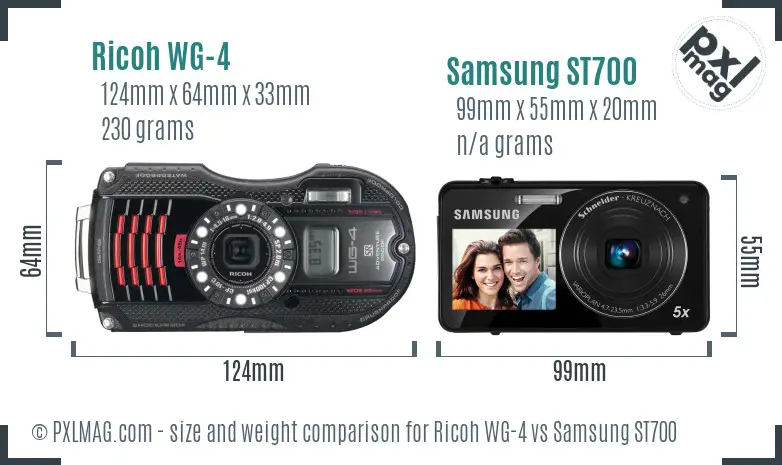 Ricoh WG-4 vs Samsung ST700 size comparison