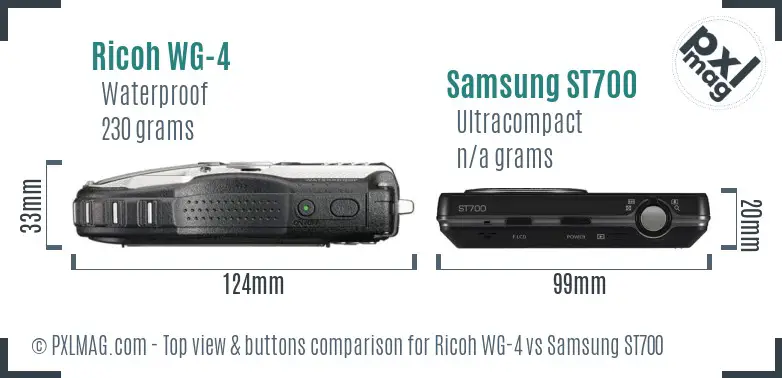 Ricoh WG-4 vs Samsung ST700 top view buttons comparison
