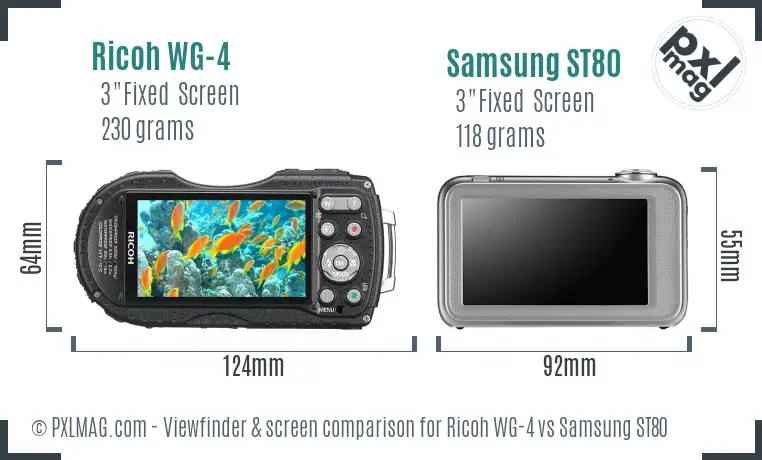 Ricoh WG-4 vs Samsung ST80 Screen and Viewfinder comparison