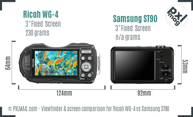 Ricoh WG-4 vs Samsung ST90 Screen and Viewfinder comparison