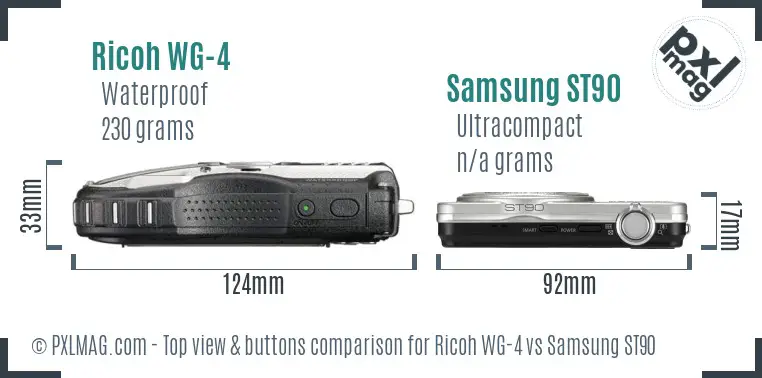 Ricoh WG-4 vs Samsung ST90 top view buttons comparison