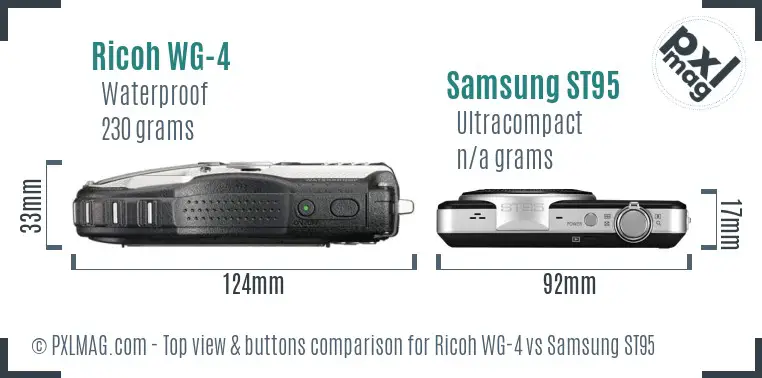 Ricoh WG-4 vs Samsung ST95 top view buttons comparison