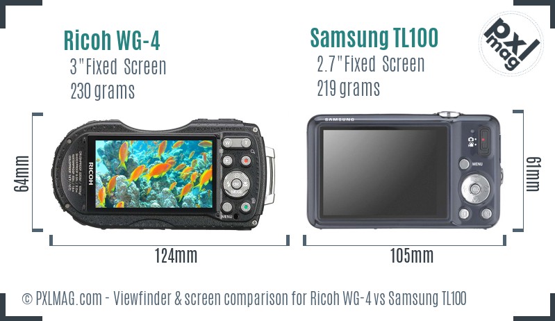 Ricoh WG-4 vs Samsung TL100 Screen and Viewfinder comparison