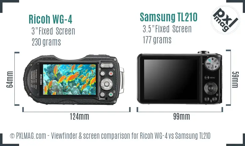 Ricoh WG-4 vs Samsung TL210 Screen and Viewfinder comparison