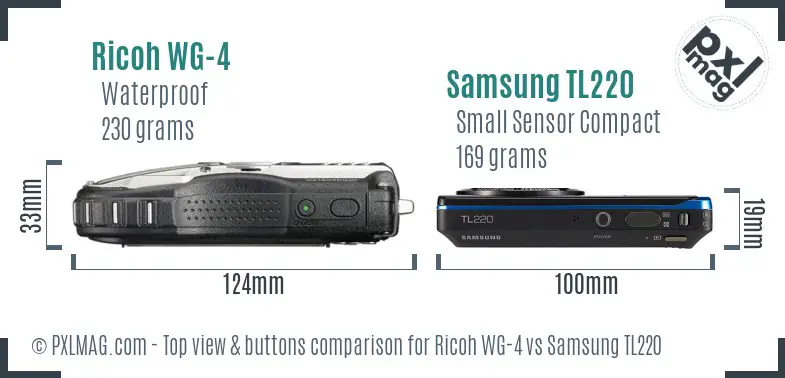 Ricoh WG-4 vs Samsung TL220 top view buttons comparison