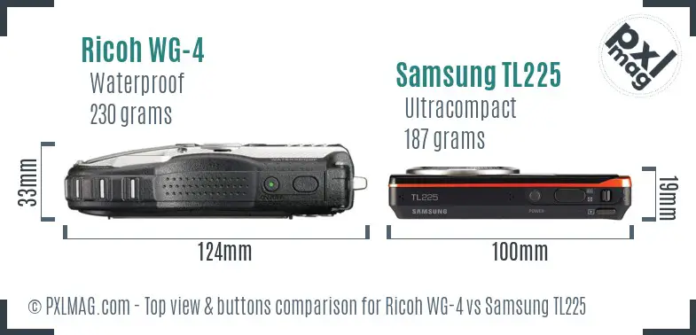 Ricoh WG-4 vs Samsung TL225 top view buttons comparison