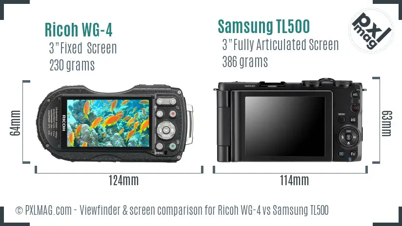 Ricoh WG-4 vs Samsung TL500 Screen and Viewfinder comparison