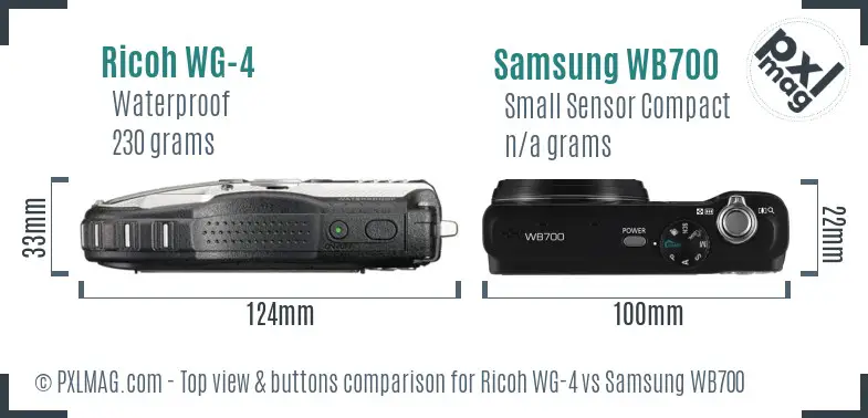 Ricoh WG-4 vs Samsung WB700 top view buttons comparison