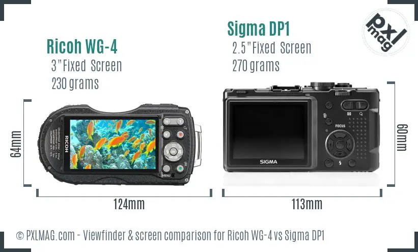 Ricoh WG-4 vs Sigma DP1 Screen and Viewfinder comparison