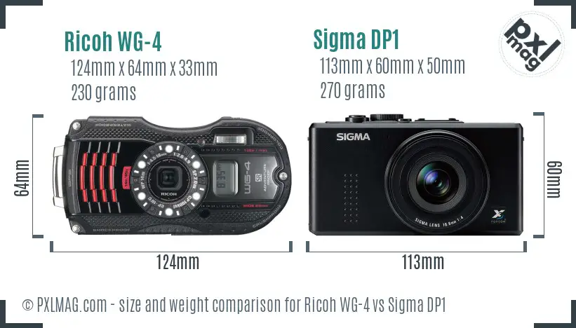 Ricoh WG-4 vs Sigma DP1 size comparison