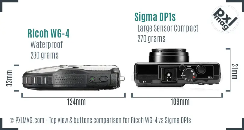 Ricoh WG-4 vs Sigma DP1s top view buttons comparison
