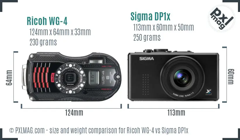 Ricoh WG-4 vs Sigma DP1x size comparison