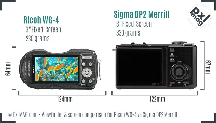 Ricoh WG-4 vs Sigma DP2 Merrill Screen and Viewfinder comparison