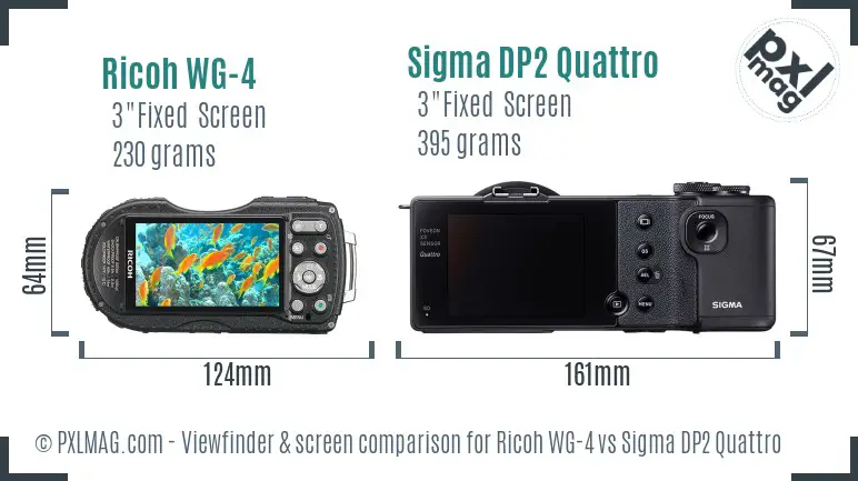 Ricoh WG-4 vs Sigma DP2 Quattro Screen and Viewfinder comparison