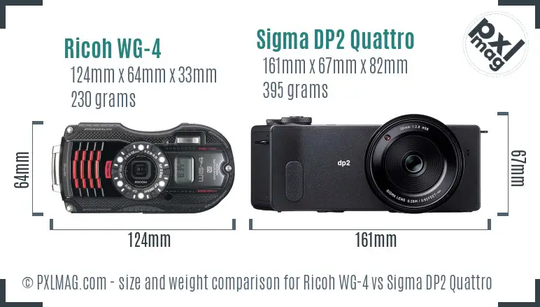 Ricoh WG-4 vs Sigma DP2 Quattro size comparison