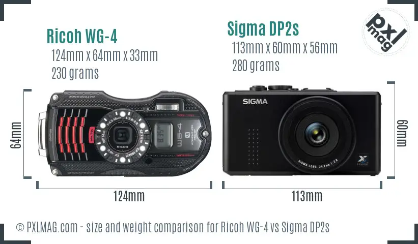 Ricoh WG-4 vs Sigma DP2s size comparison
