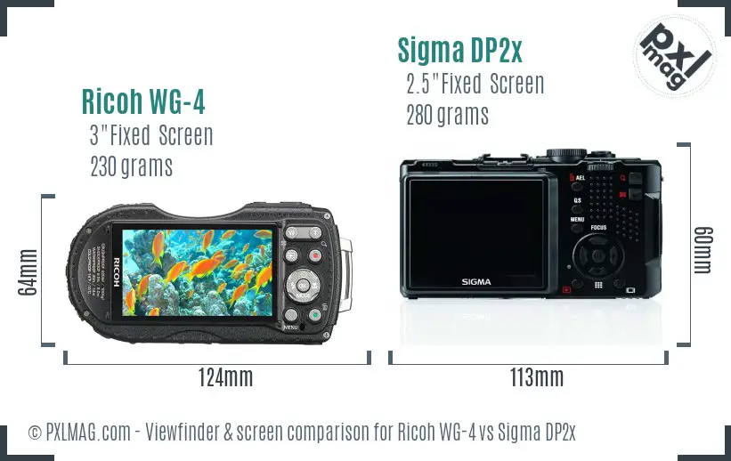 Ricoh WG-4 vs Sigma DP2x Screen and Viewfinder comparison