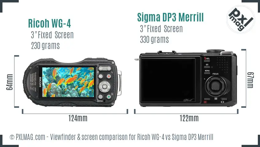 Ricoh WG-4 vs Sigma DP3 Merrill Screen and Viewfinder comparison