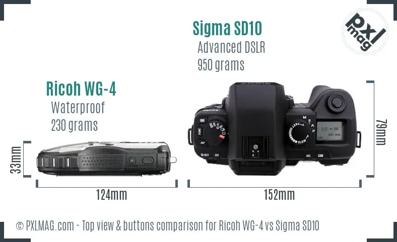 Ricoh WG-4 vs Sigma SD10 top view buttons comparison