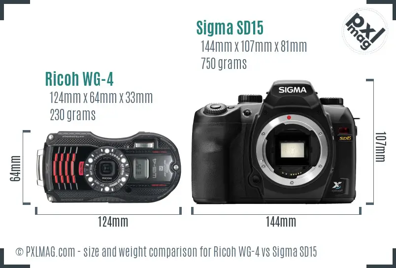 Ricoh WG-4 vs Sigma SD15 size comparison