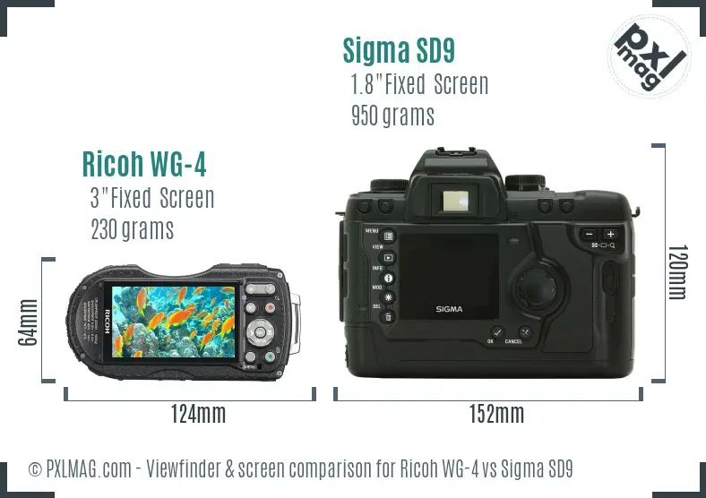 Ricoh WG-4 vs Sigma SD9 Screen and Viewfinder comparison