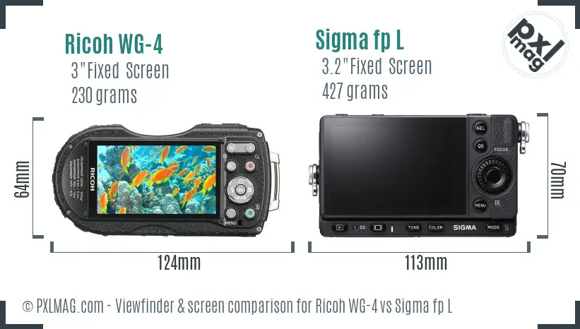 Ricoh WG-4 vs Sigma fp L Screen and Viewfinder comparison
