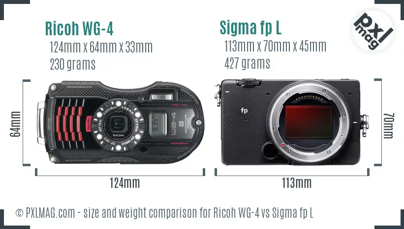 Ricoh WG-4 vs Sigma fp L size comparison