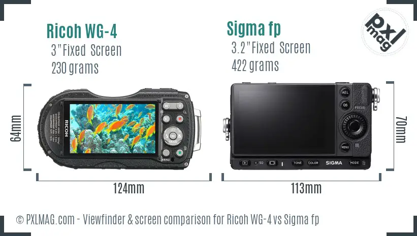 Ricoh WG-4 vs Sigma fp Screen and Viewfinder comparison