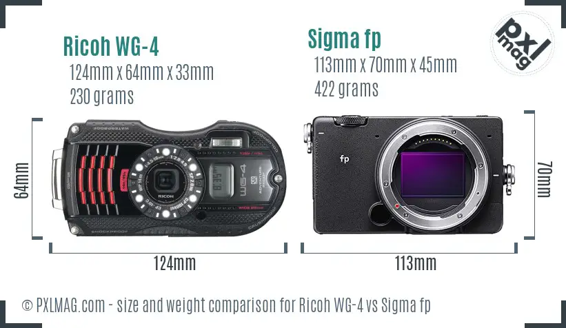 Ricoh WG-4 vs Sigma fp size comparison