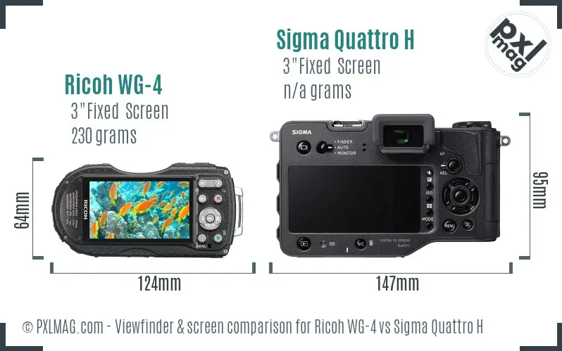Ricoh WG-4 vs Sigma Quattro H Screen and Viewfinder comparison