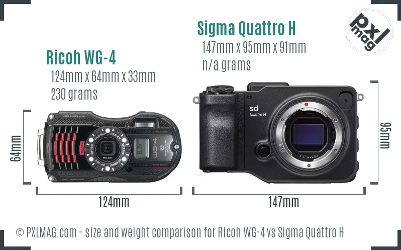 Ricoh WG-4 vs Sigma Quattro H size comparison