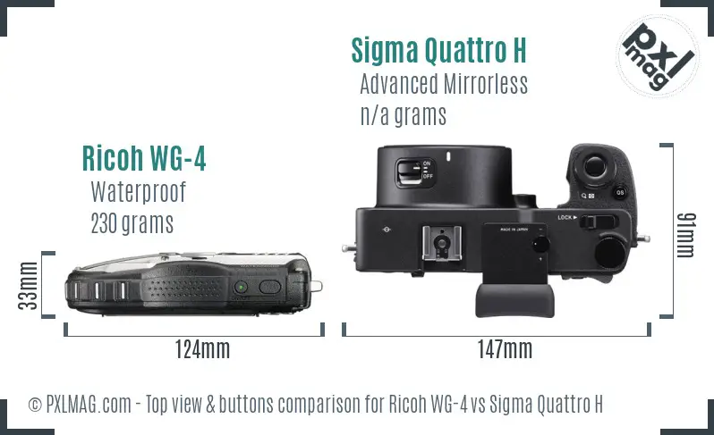 Ricoh WG-4 vs Sigma Quattro H top view buttons comparison