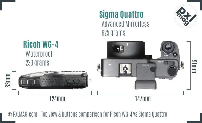 Ricoh WG-4 vs Sigma Quattro top view buttons comparison