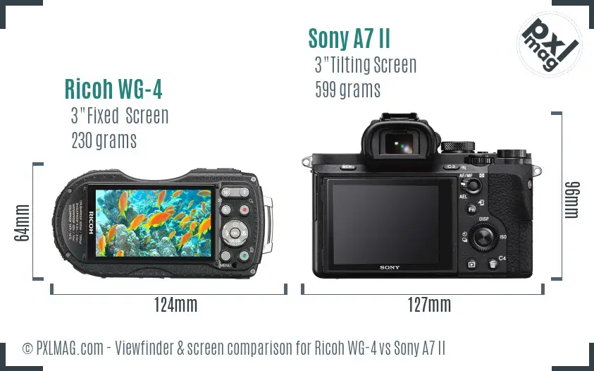 Ricoh WG-4 vs Sony A7 II Screen and Viewfinder comparison